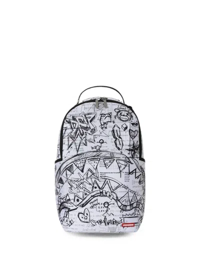 Sprayground Kids' Class Dismissed Doodle-print Backpack In White