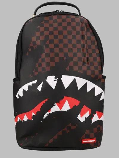 Sprayground Claw Tear Check Mini Backpack In Brown