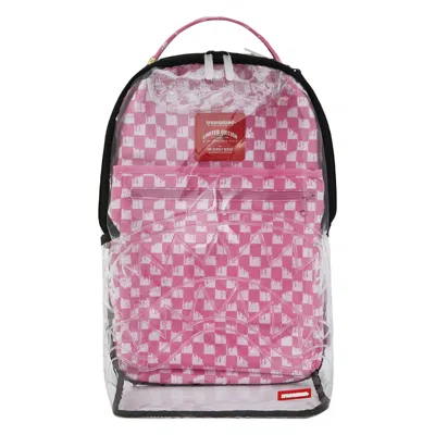 Pre-owned Sprayground Clear Checked Out Dlx Backpack 'pink Drip' | Men's Size Onesize