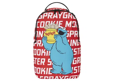 Pre-owned Sprayground Cookie Monster All Over Print: Backpack In Red/white