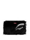 Sprayground Cray Faux-fur Clutch Bag In Black