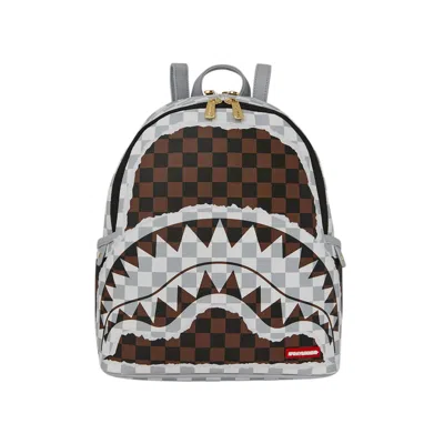 Sprayground Cream And Brown Tear Check Savage Backpack