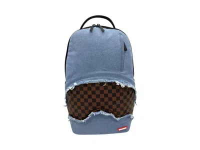 Pre-owned Sprayground Denim Shark Bite Dlxsv Backpack In Blue