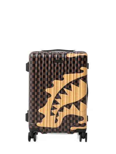 Sprayground Designer Drip Suitcase In Brown