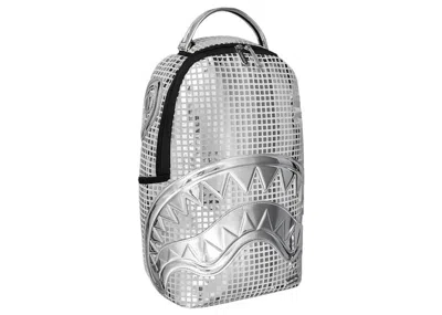 Pre-owned Sprayground Disco Ball Shark Dlxsv Backpack In White/black