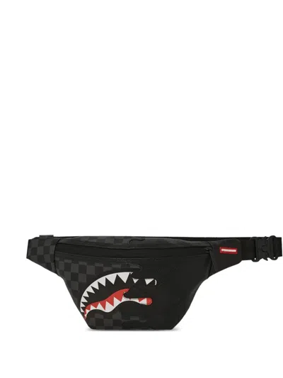 Sprayground Drip Check Shark Belt Bag In Black