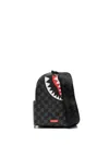 Sprayground Drip Check Shark Shoudler Bag In Black