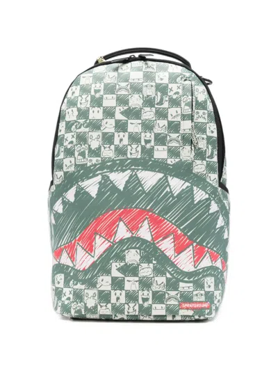 Sprayground Emote Check Graphic-print Backpack In Gray