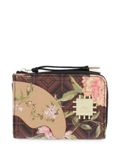 Sprayground Floral-print Geometric-pattern Wallet In Brown