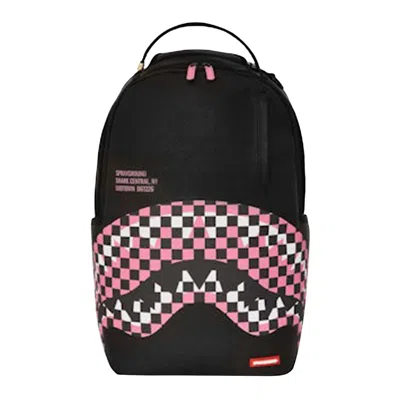 Pre-owned Sprayground Fly Knit Mouth Dlx Satin Backpack 'black Satin/pink Accent' | Men's Size Onesize