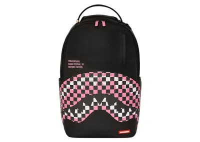 Pre-owned Sprayground Fly Knit Mouth Dlx Satin Backpack In Black/pink In Multi