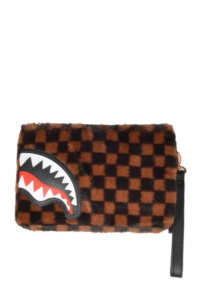 Sprayground Fur Sharks In Paris Clutch Bag In Brown