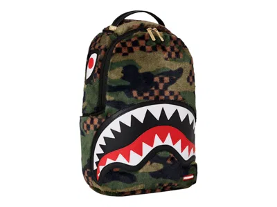 Pre-owned Sprayground Fur Sip Camo Backpack In Black Green Brown