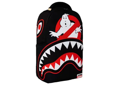 Pre-owned Sprayground Ghostbusters Logo And Shark Mouth Backpack In Black/red