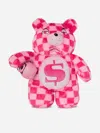 Sprayground Girls Fur Check Money Bear Backpack In Pink