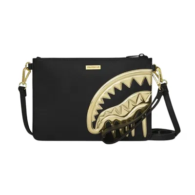 Sprayground Gold And Dangerous Crossover Clutch In Black