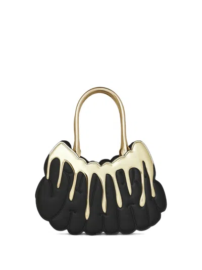 Sprayground Gold And Dangerous Drip-top Tote Bag In Black