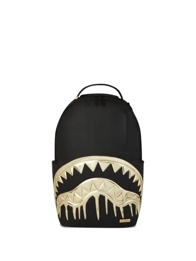 Sprayground Gold And Dangerous Metallic-teeth Backpack In Black