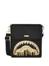 Sprayground Gold And Dangerous Shark-detail Messenger Bag In Black