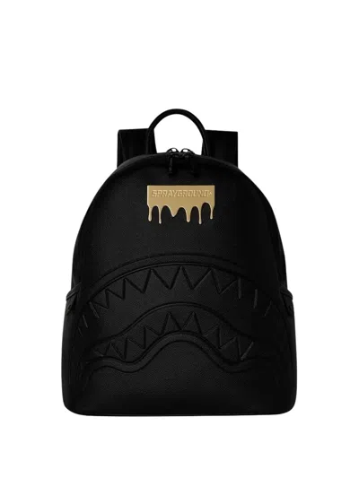 Sprayground Gold Brick Drip Savage Shark-mouth Backpack In Black