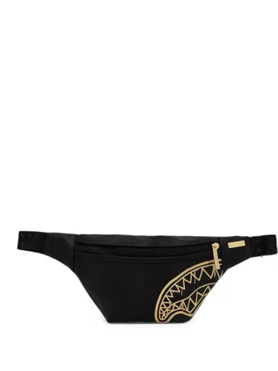 Sprayground Gold Fang Savvy Belt Bag In Black
