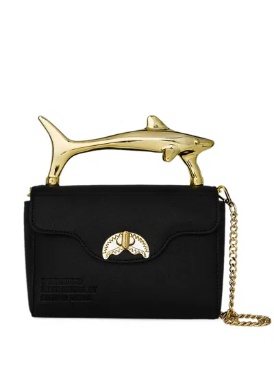Sprayground Golden Fang Shark Tote Bag In Black