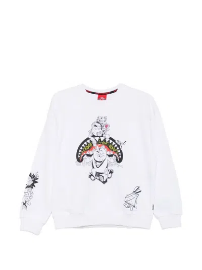 Sprayground Kids' Graphic-print Long-sleeve Sweatshirt In White