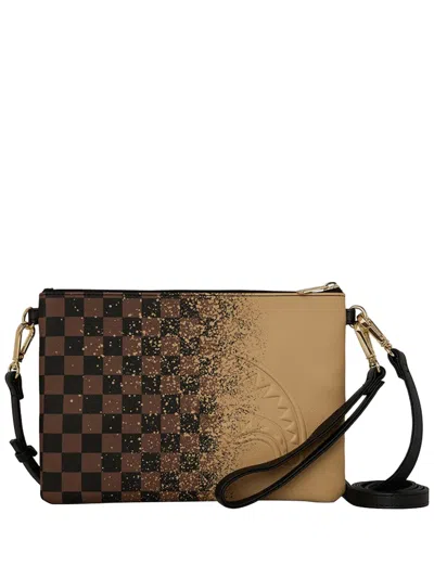 Sprayground Henny Spritz Checkered Clutch Bag In Brown