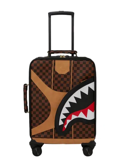 Sprayground Hennyville Checked-shark Suitcase In Brown