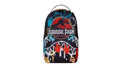 Pre-owned Sprayground Jurassic Poster Splash Backpack In Multi