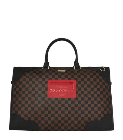 Sprayground Katana Check Boss Pyramid Duffle Bag In Brown