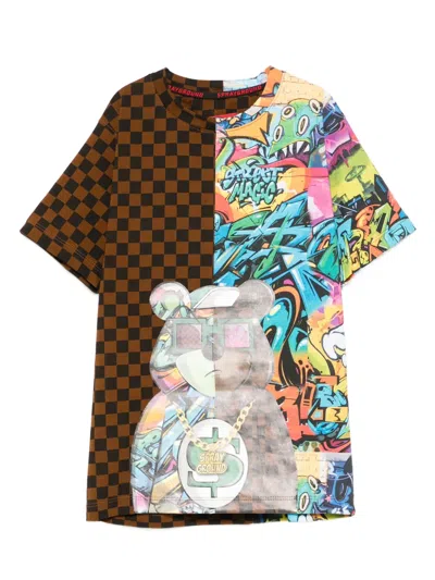 Sprayground Kid Kids' Check-graffiti Print T-shirt In Multi