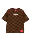 Sprayground Kid Checkerboard-print T-shirt In Brown