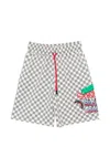 Sprayground Kid Checkered-pattern Shorts In Gray