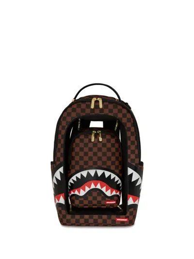 Sprayground Kid Check-print Shark Backpack In Brown