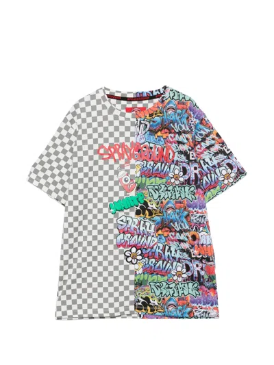 Sprayground Kid Kids' Graffiti-print Check-pattern T-shirt In Black