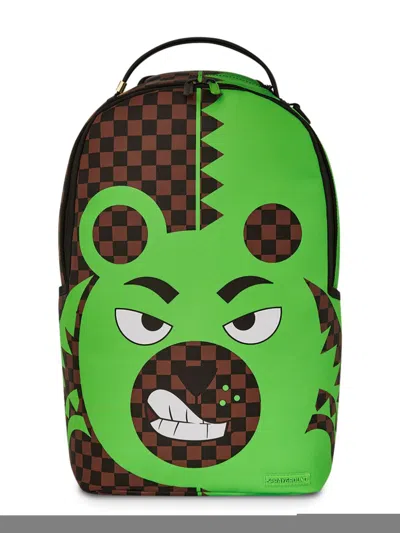 Sprayground Kid Kids' Green Bear Face Backpack In Brown