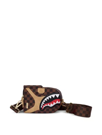 Sprayground Kid Hennyville Check-pattern Shark-detail Backpack In Brown