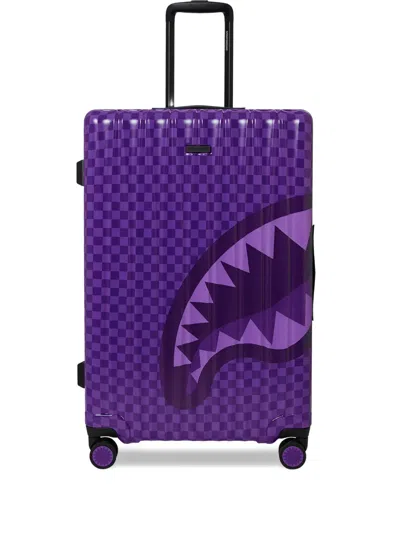 Sprayground Kid Mouth Checked Suitcase In Purple