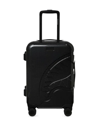 Sprayground Kid Shark-head Debossed Luggage In Black