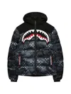 Sprayground Kid Shark-motif Puffer Jacket In Black