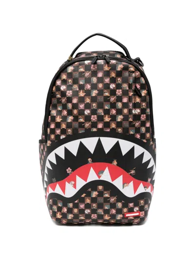 Sprayground Kid Kids' Shark Mouth Checkered Backpack In Black