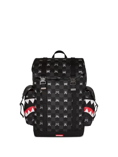 Sprayground Kid Kids' Shark Mouth Checkered Backpack In Black