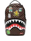 Sprayground Kid Shark-mouth Checkered Backpack In Brown