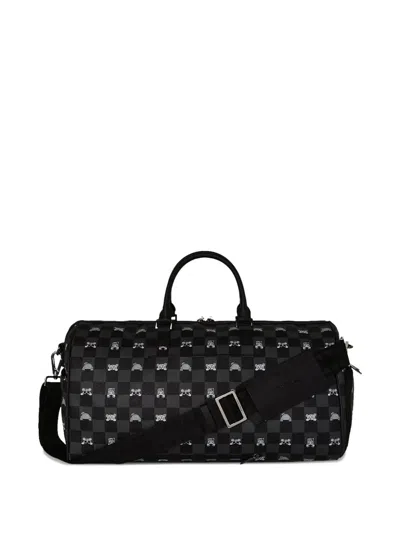 Sprayground Kid Kids' Shark Mouth Checkered Duffle Bag In Black