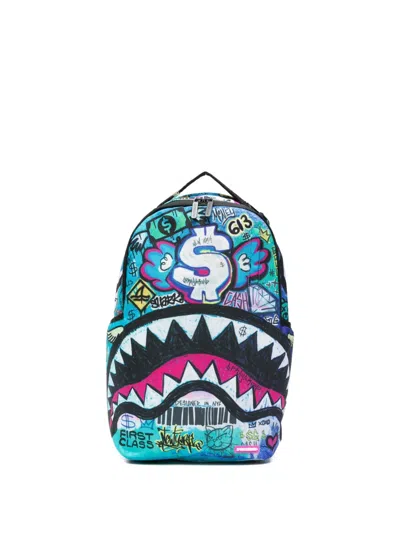Sprayground Kid Kids' Shark-print Backpack In Blue