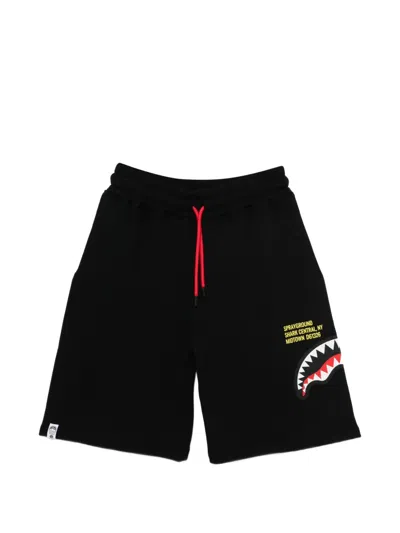 Sprayground Kid Kids' Shark-detail Drawstring-fastening Shorts In Black