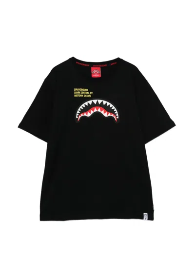 Sprayground Kid Kids' Shark-mouth-print T-shirt In Black