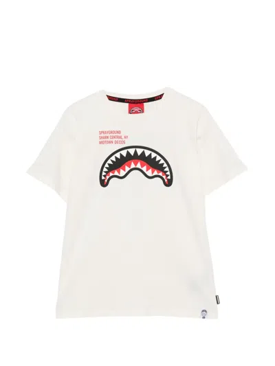 Sprayground Kid Kids' Shark-mouth-print T-shirt In White