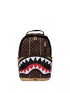 Sprayground Kid Sharks In Paris Check-shark Backpack In Brown